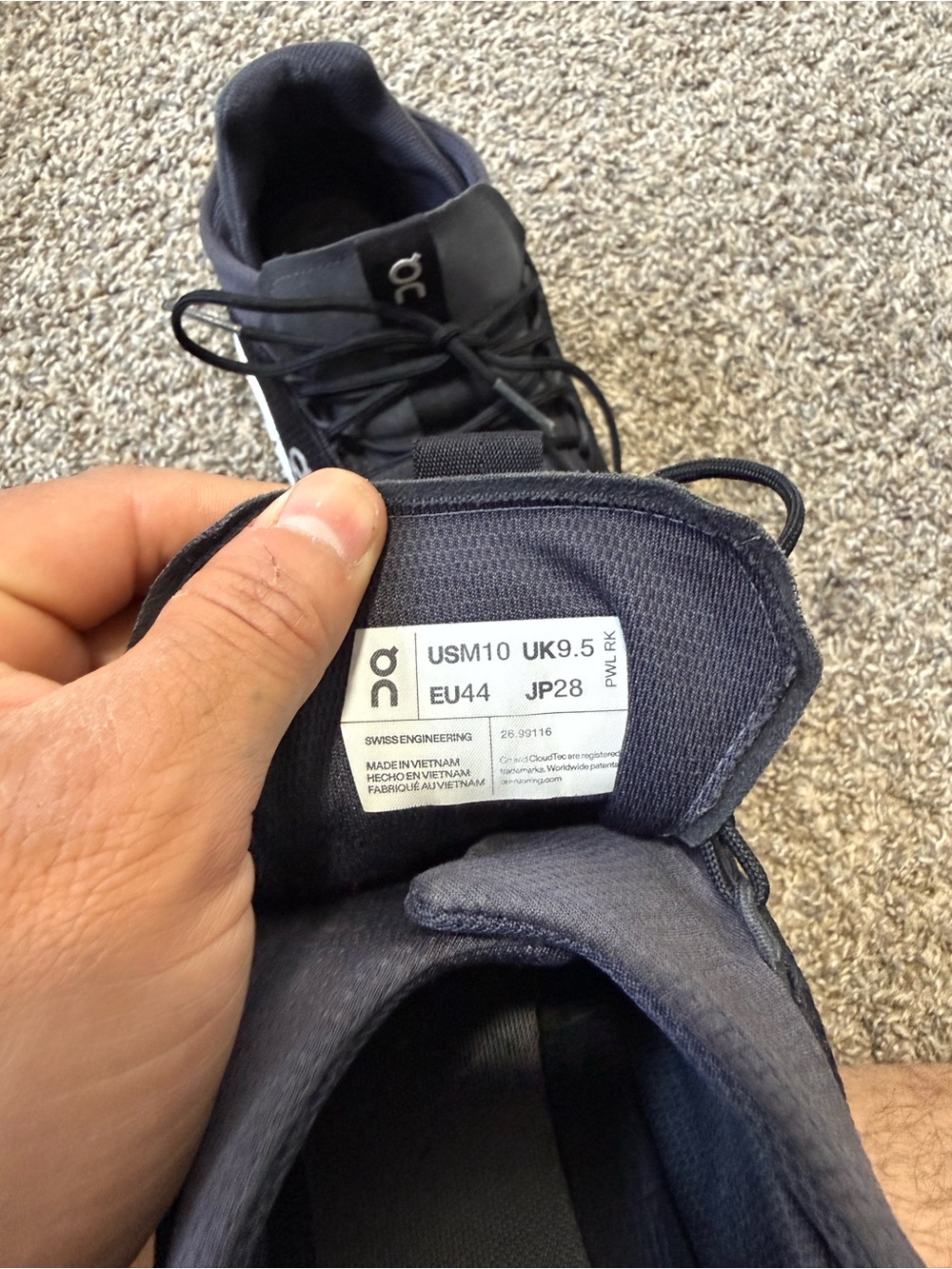On Running Black and White Men's Cloudtec Sneakers - Picture 7 of 7
